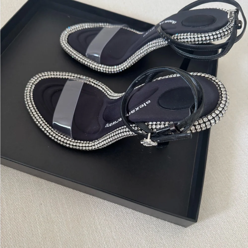 Alexander Wang Black and Silver Embellished Sandals - Picture 8 of 10